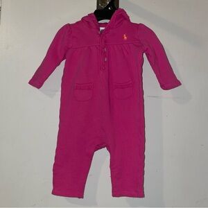 Ralph Lauren Pink Baby Romper with Hood